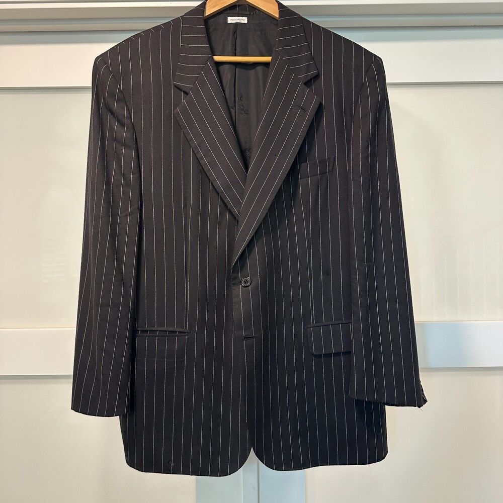 Vintage Italian Wool Pinstripe Suit Jacket Blazer Size 42R / 44R